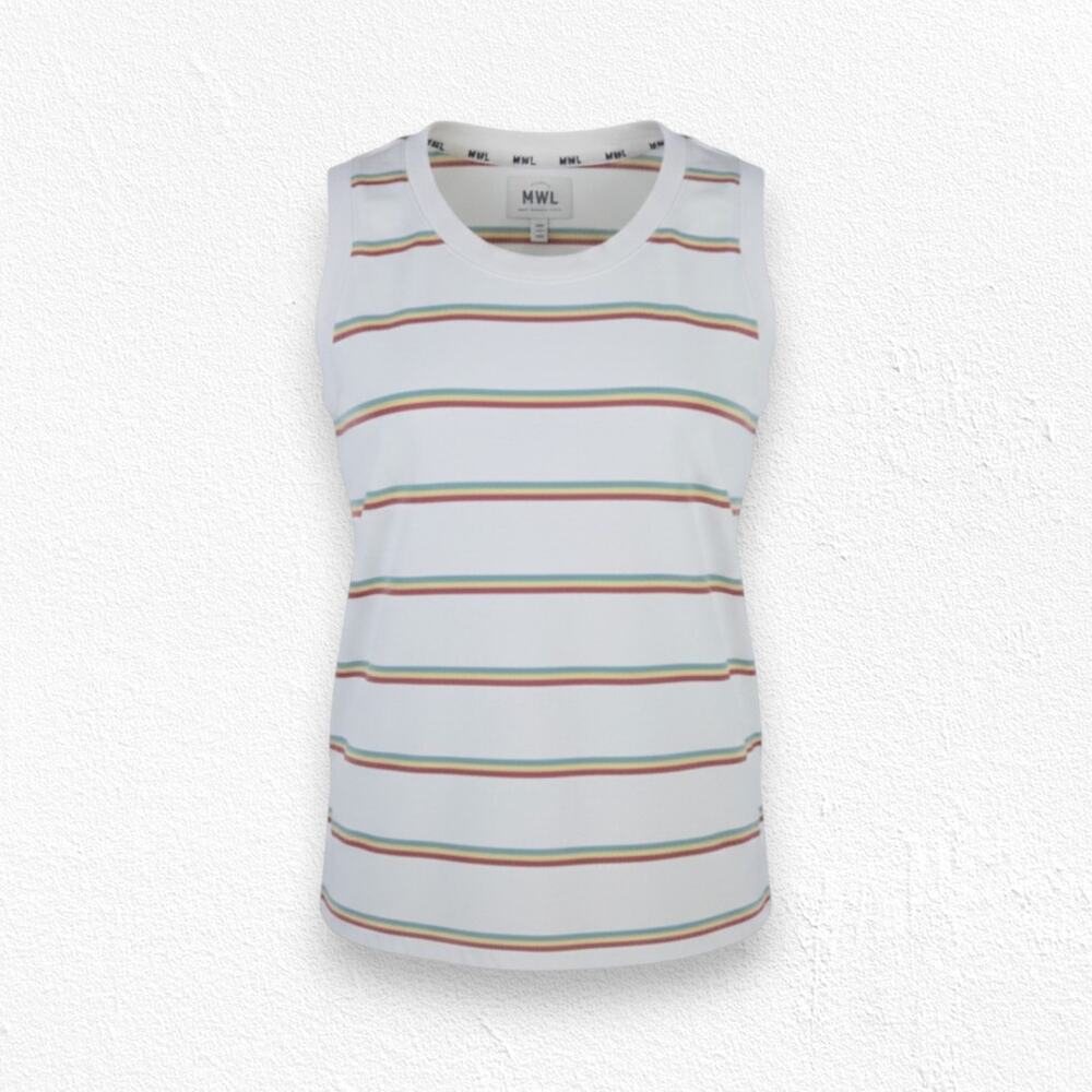Madewell Ivory Retro Striped Sleeveless Crewneck Breeze Muscle Tank Size Medium